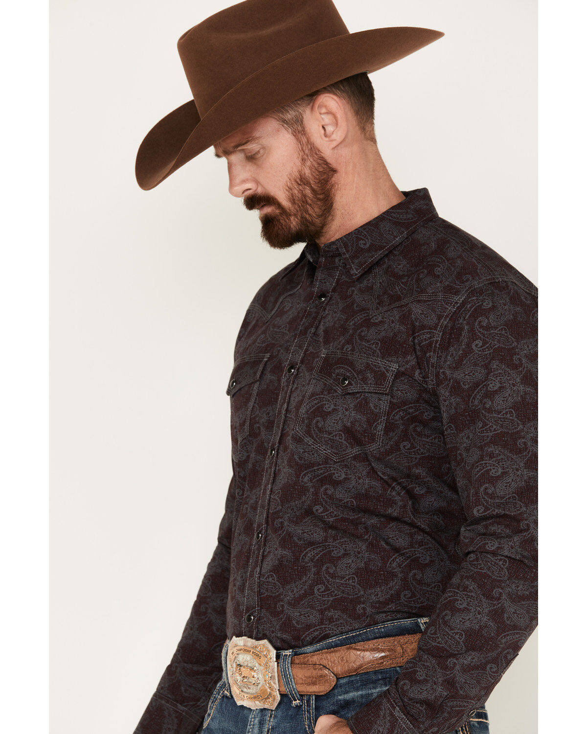 Image #2 - Moonshine Spirit&reg; Men's Stage Light Long Sleeve Snap Western Shirt, Grey, hi-res