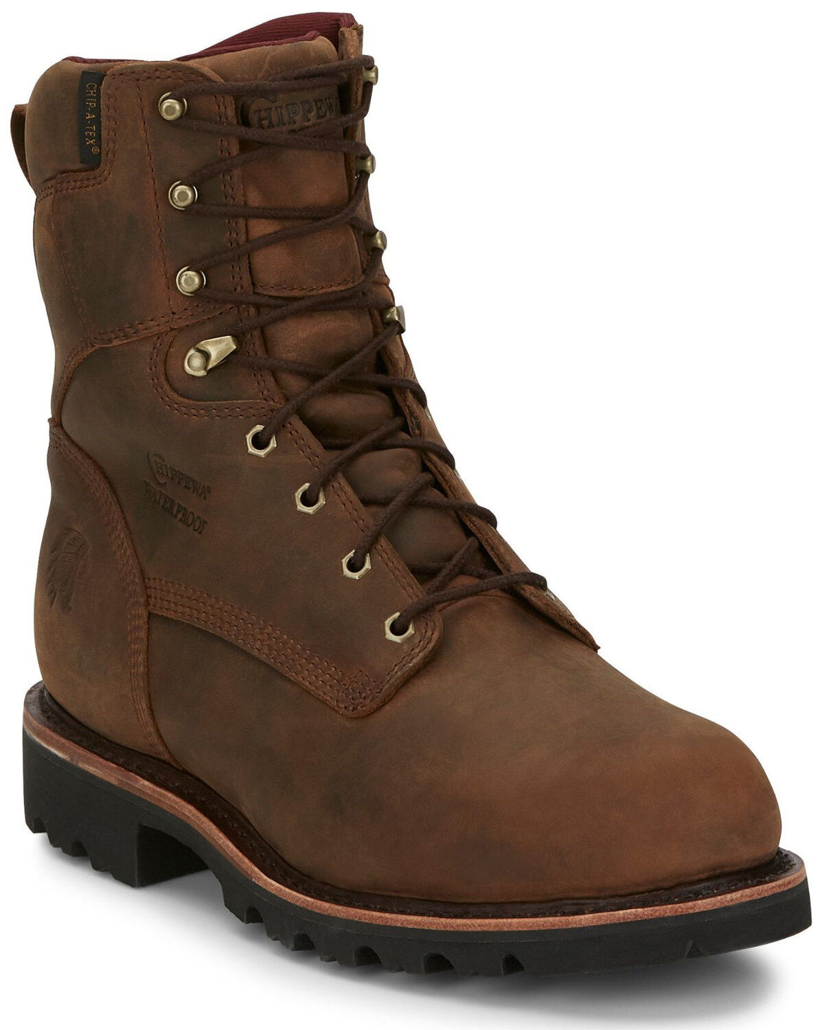 Chippewa Men's Waterproof Work Boots - Steel Toe, Brown, hi-res