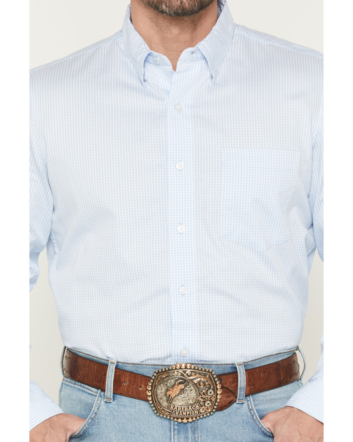 Image #2 - Wrangler X Cody Johnson Men's Checkered Print Long Sleeve Button-Down Western Shirt, Blue, hi-res