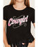 Image #3 - Cowgirl Hardware Girls' Sassy Cowgirl Embellished Fringe Short Sleeve Tee, Black, hi-res