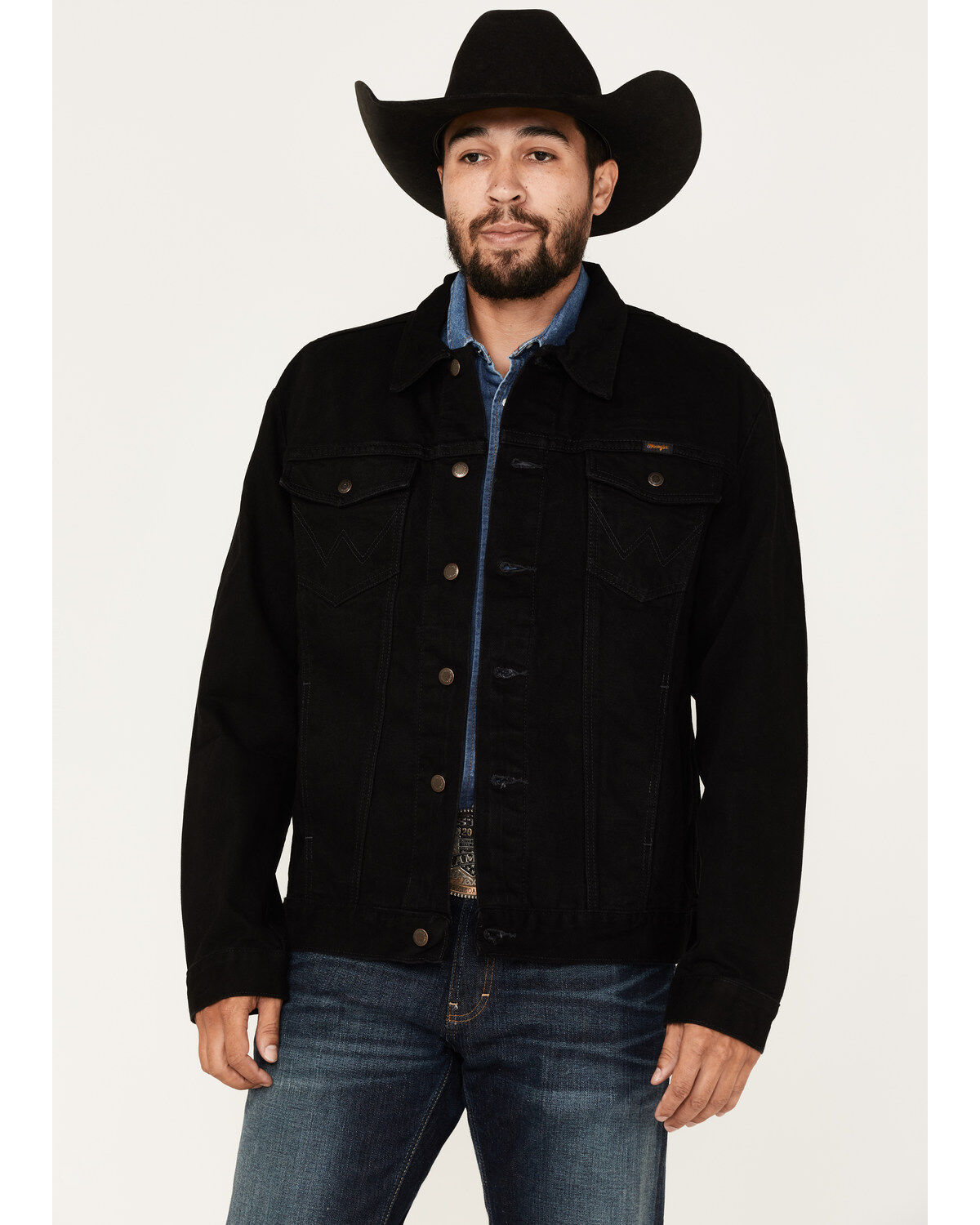Wrangler Men's Shadow Black Unlined Button-Down Denim Jacket, Black, hi-res