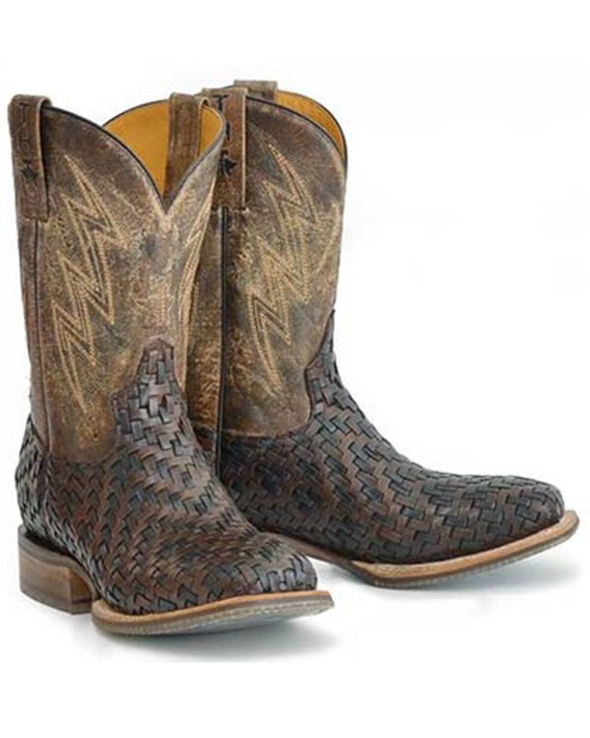 Image #1 - Tin Haul Men's Wickered Bull Rider Sole Braided Western Boots - Broad Square Toe, Multi, hi-res