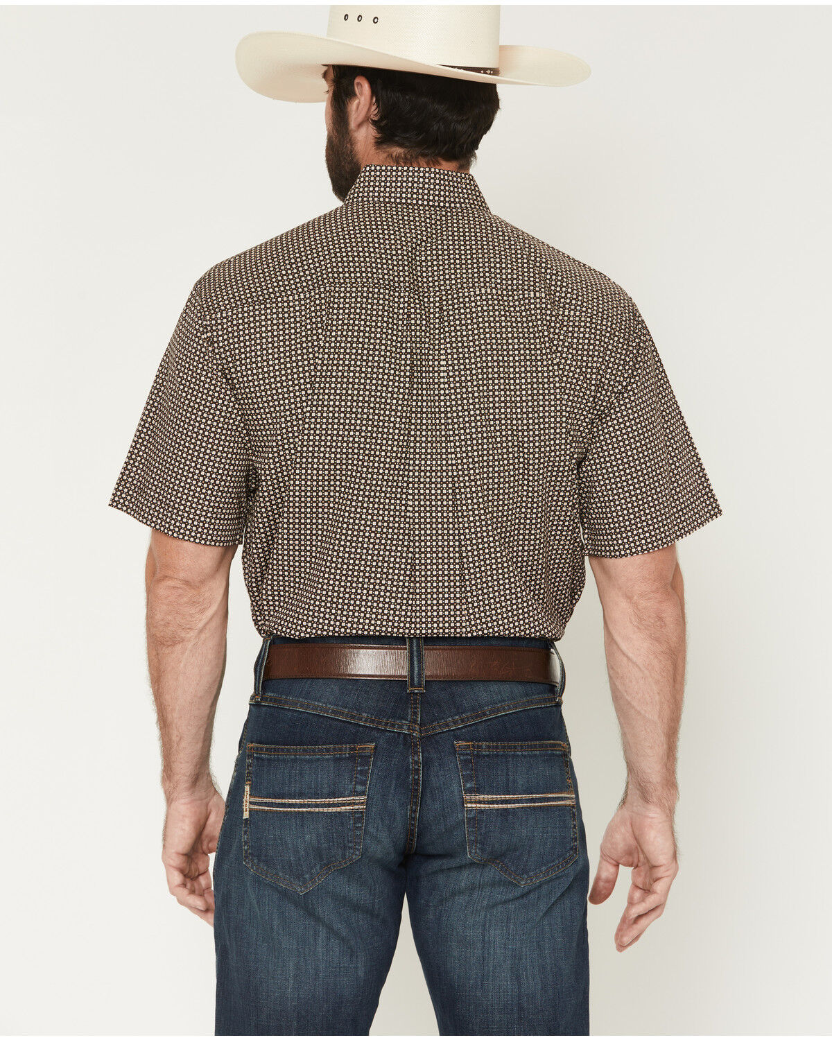 Image #4 - Cinch Men's Geo Print Short Sleeve Button-Down Western Shirt, Brown, hi-res