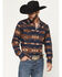 Image #1 - Cody James Men's Red River Range Southwestern Print Long Sleeve Snap Western Shirt, Burgundy, hi-res