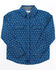 Image #1 - Cody James Toddler Boys' El Paso Geo Print Long Sleeve Snap Western Shirt , Navy, hi-res