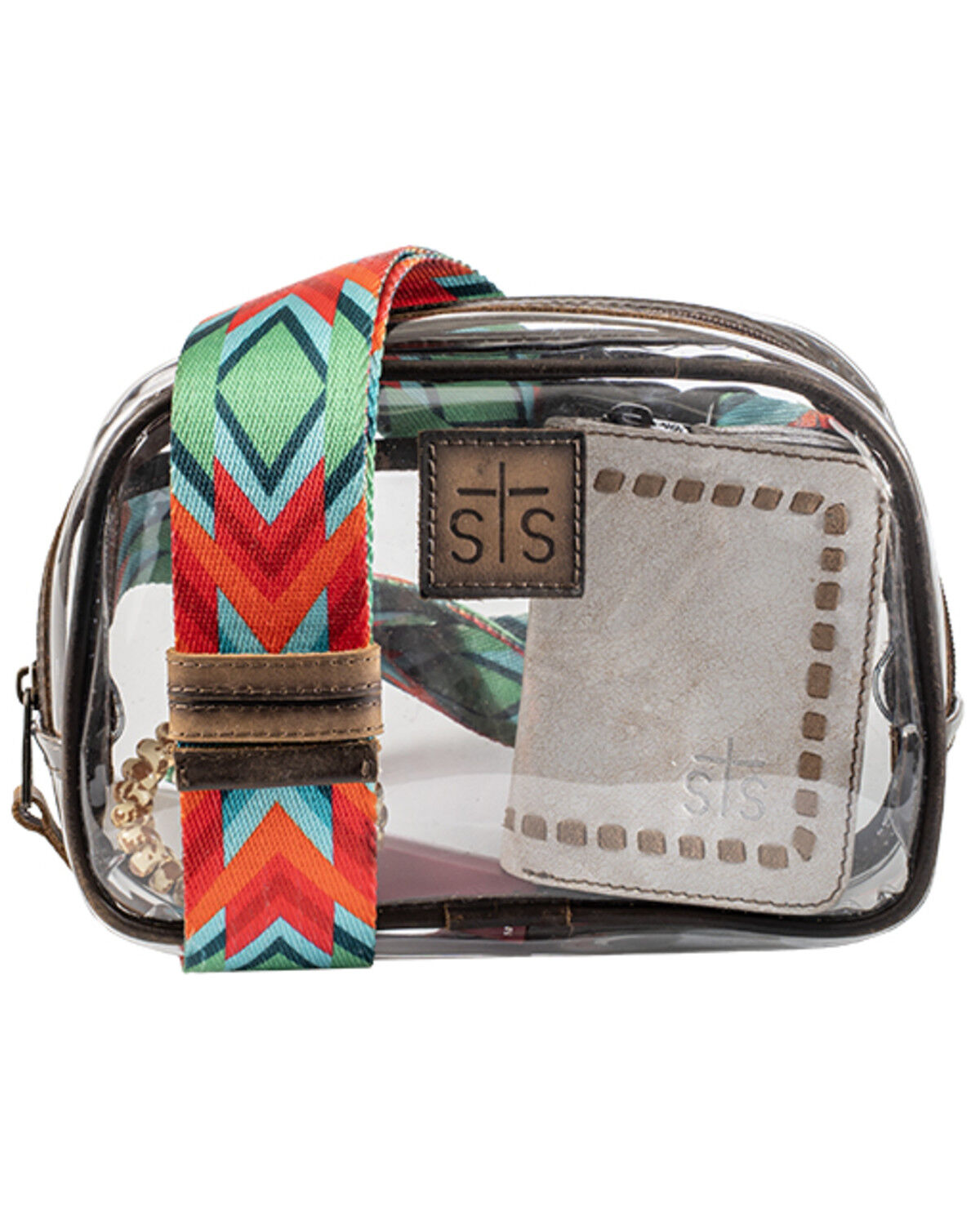Image #3 - STS Ranchwear By Carroll Women's Clear Stadium Kair Crossbody Bag, Brown, hi-res