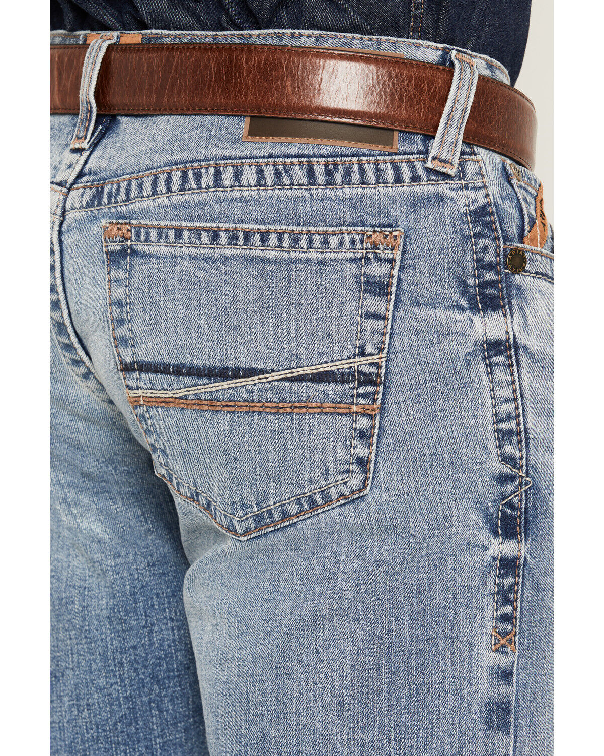 Image #4 - Ariat Men's M7 Emmett Acid Light Wash Slim Straight Stretch Denim Jeans, Light Wash, hi-res