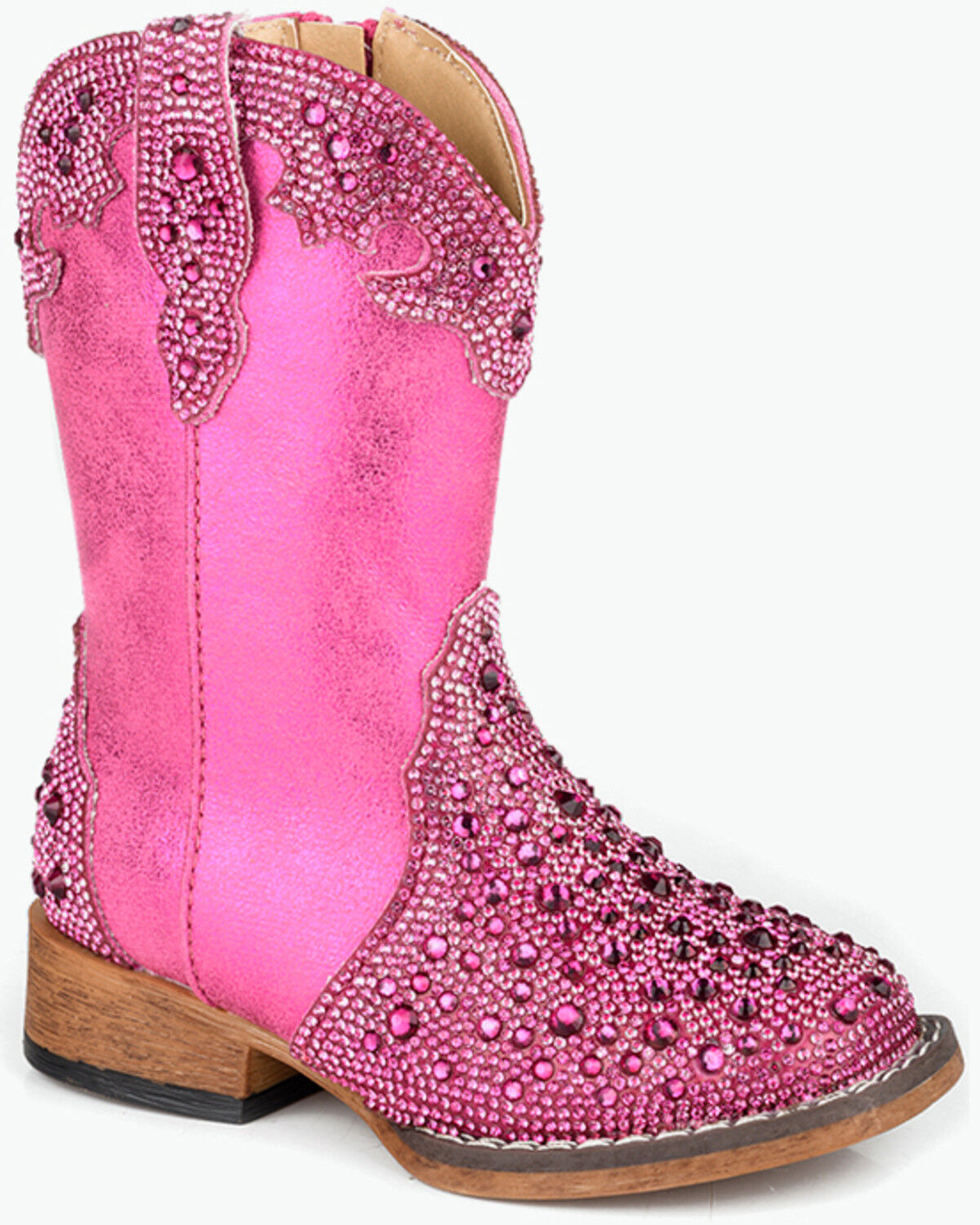 Image #1 - Roper Toddler Girls' Starlit Rhinestone Western Boots - Broad Square Toe, Pink, hi-res