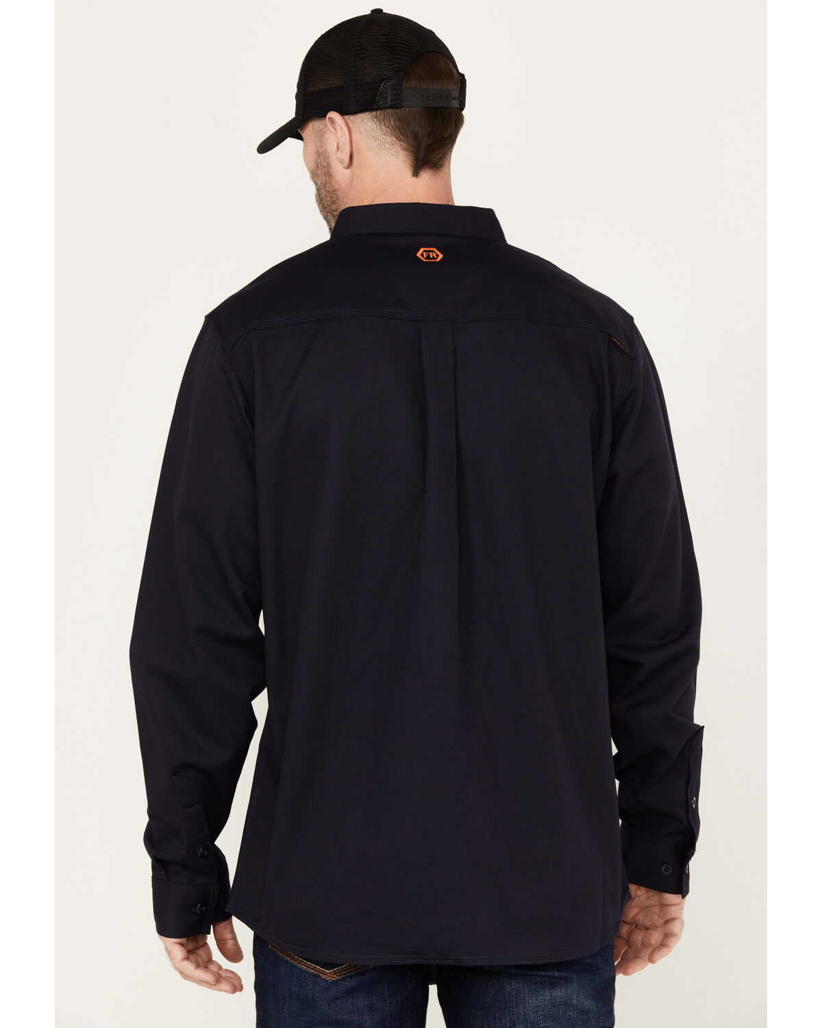 Image #4 - Hawx Men's FR Solid Long Sleeve Button-Down Woven Work Shirt - Big & Tall, Navy, hi-res