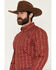 Image #2 - Cody James Men's Ol Hickory Floral Stripe Print Long Sleeve Button-Down Stretch Western Shirt - Tall, Red, hi-res