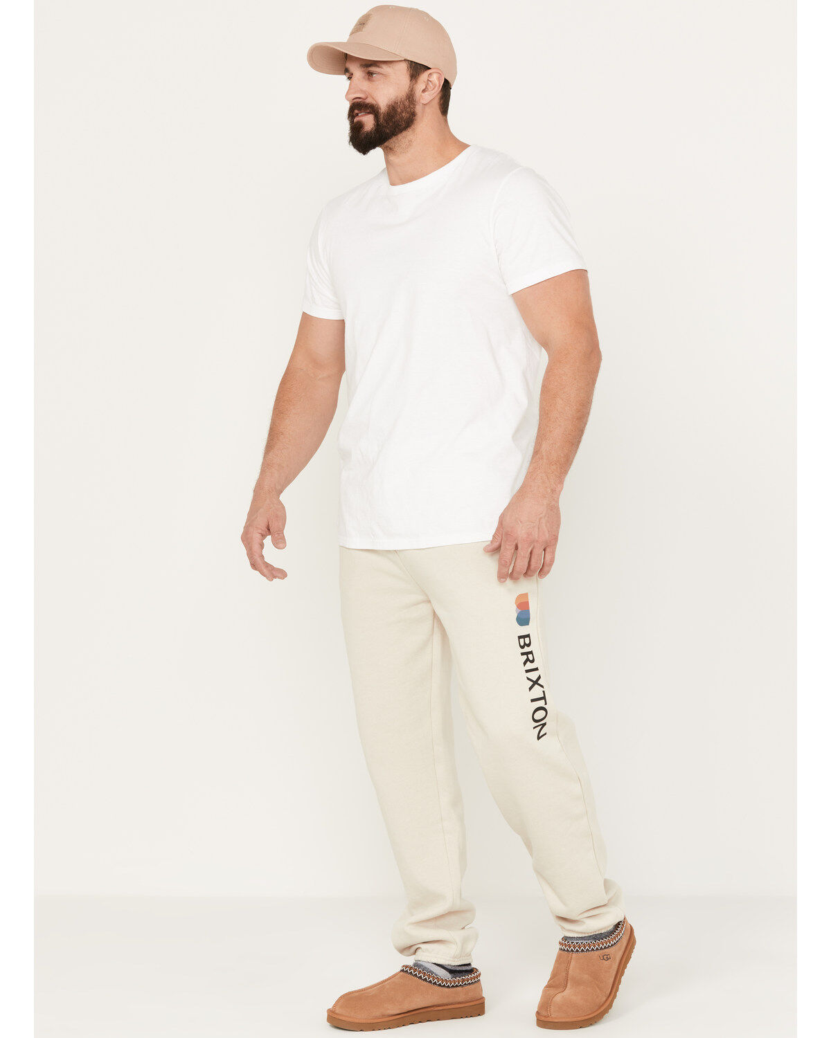 Image #1 - Brixton Men's Alton Line Fleece Jogger, Beige/khaki, hi-res