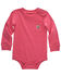 Image #1 - Carhartt Infant Boys' Logo Pocket Long Sleeve Onesie , Pink, hi-res