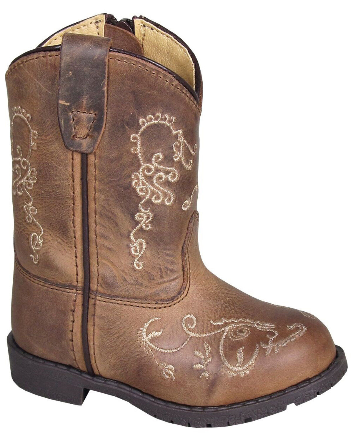 Smoky Mountain Toddler Girls' Hopalong Western Boots - Round Toe, Distressed Brown, hi-res