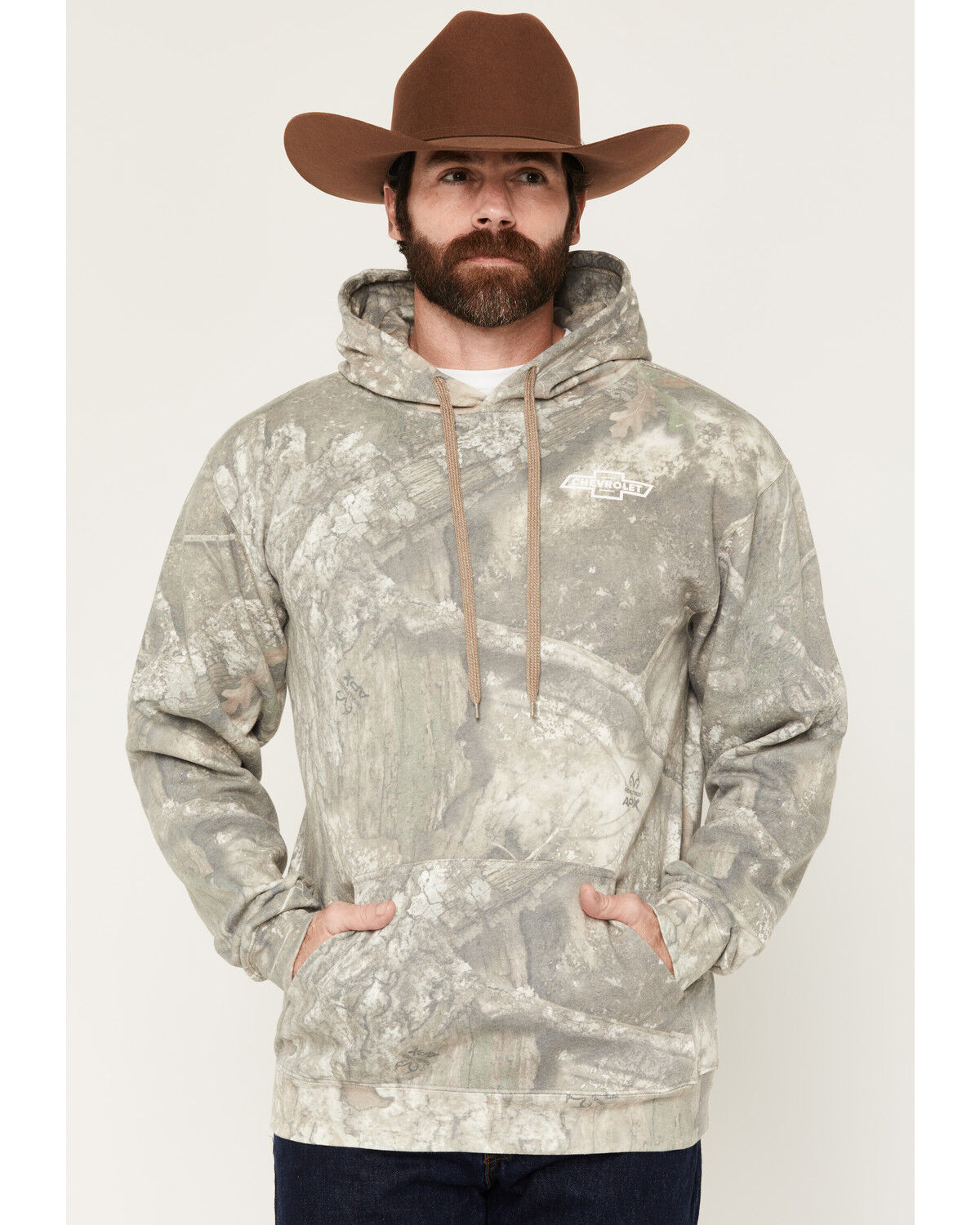 Image #2 - Buckwear Men's Camo Print Chevy Logo Eagle Graphic Hooded Sweatshirt, Camel, hi-res