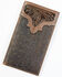 Image #1 - Cody James Men's Ostrich Tooled Checkbook Wallet, Brown, hi-res