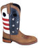 Image #1 - Smoky Mountain Men's Stars and Stripes Western Boots - Broad Square Toe, Distressed Brown, hi-res