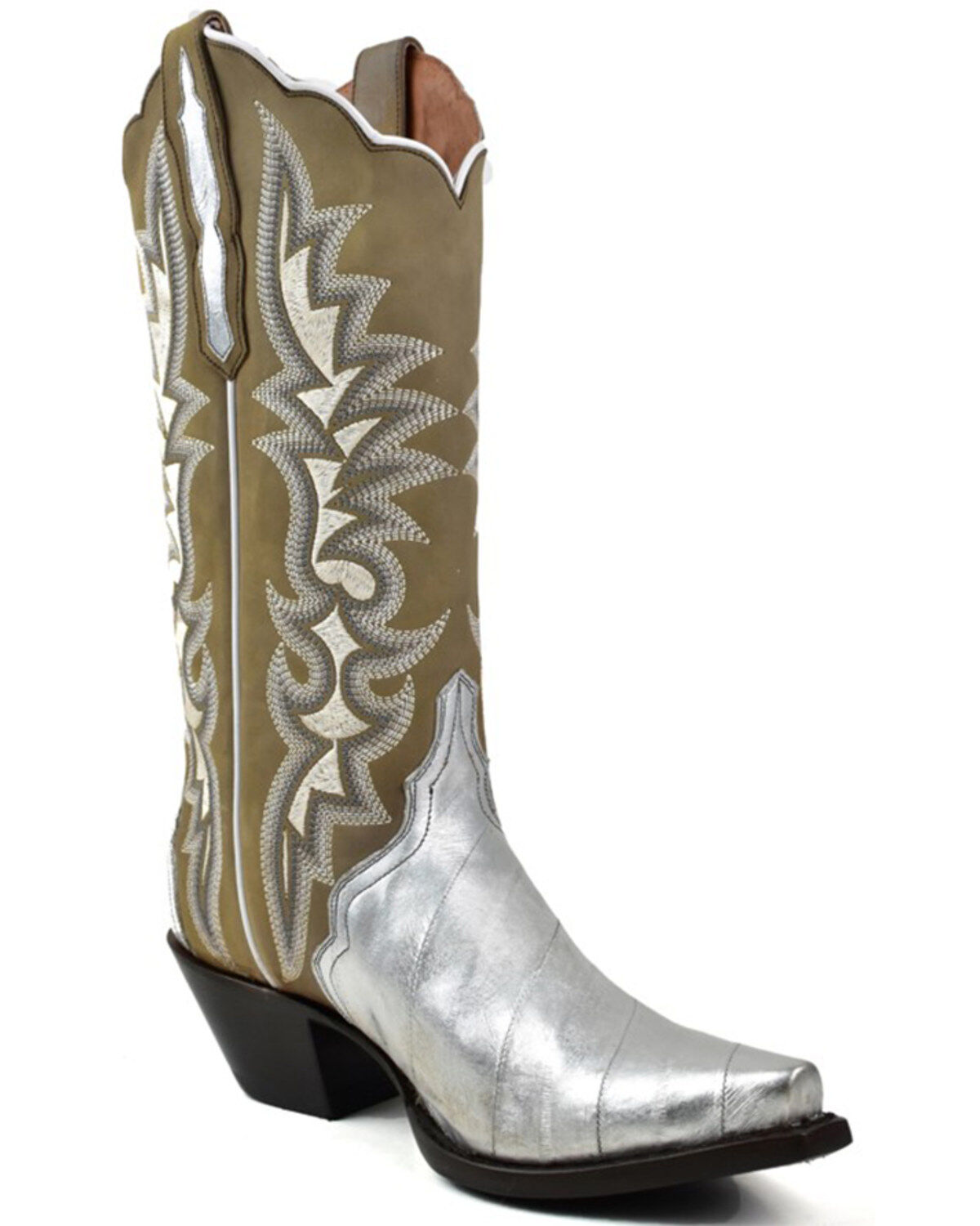 Dan Post Women's Eel Exotic Western Boot - Snip Toe, Silver, hi-res