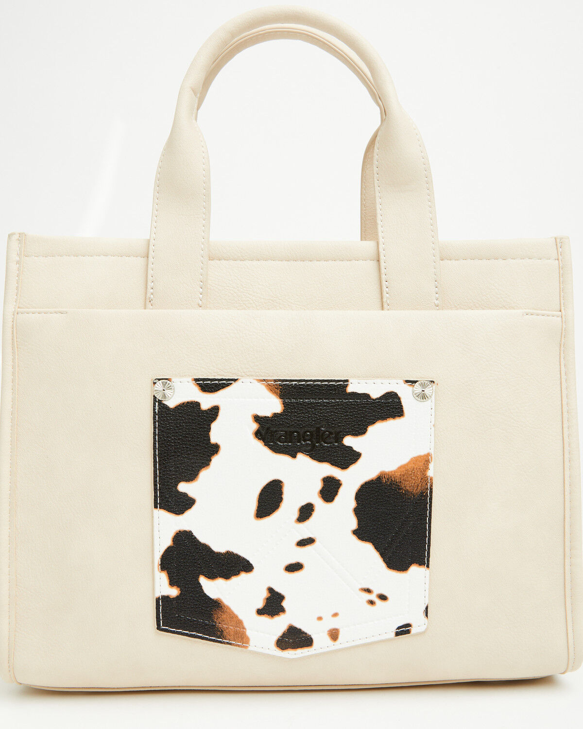 Image #3 - Wrangler X Boot Barn Women's Cow Print Square Tote, Beige, hi-res