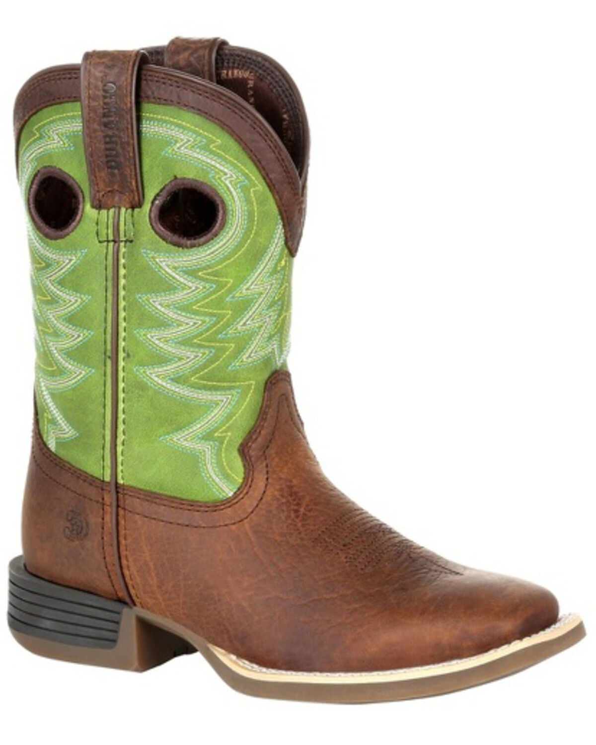 Durango Boys' Lil Rebel Pro Lime Western Boots - Square Toe, Brown, hi-res