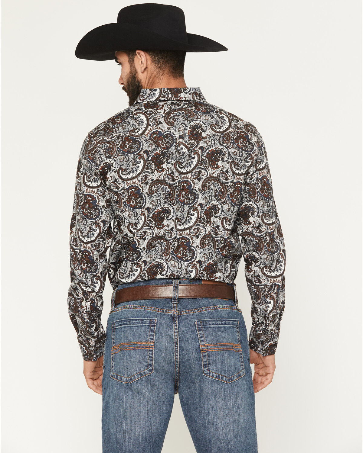 Image #4 - Cody James Men's Colorado Ridge Paisley Print Long Sleeve Snap Western Shirt, Brown, hi-res