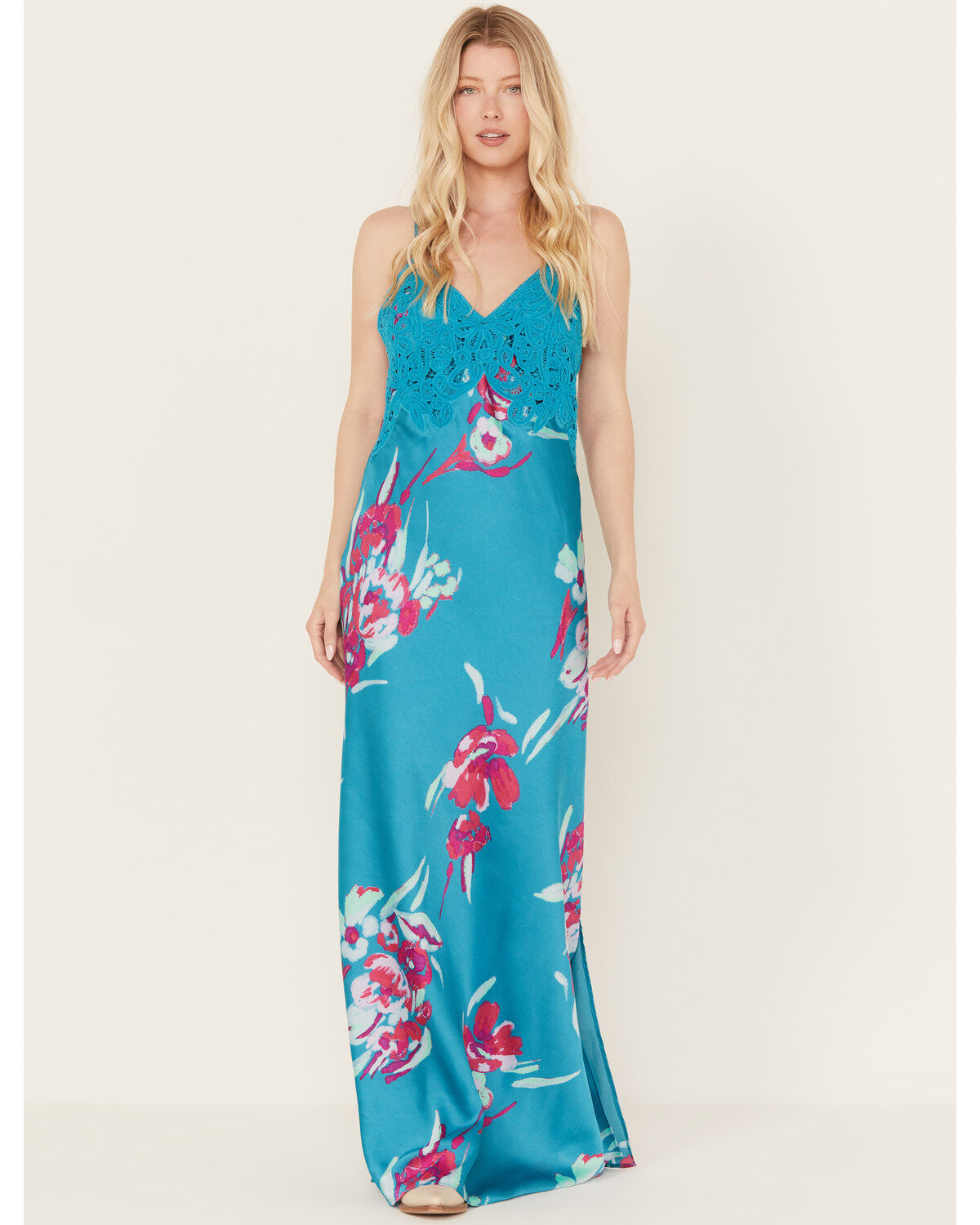 Image #1 - Free People Women's Forever Yours Floral Sleeveless Maxi Dress, Blue, hi-res