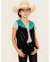 Image #1 - Rock & Roll Denim Girls' Fringe Vest, Turquoise, hi-res