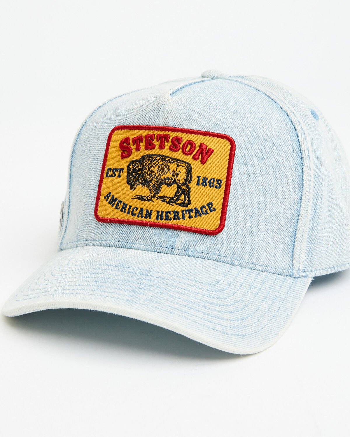 Image #1 - Stetson Men's Denim Bison Ball Cap, Blue, hi-res