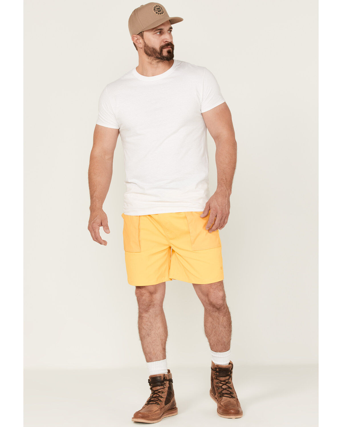 Image #1 - Brixton Men's Jupiter Service Crossover Shorts, Yellow, hi-res