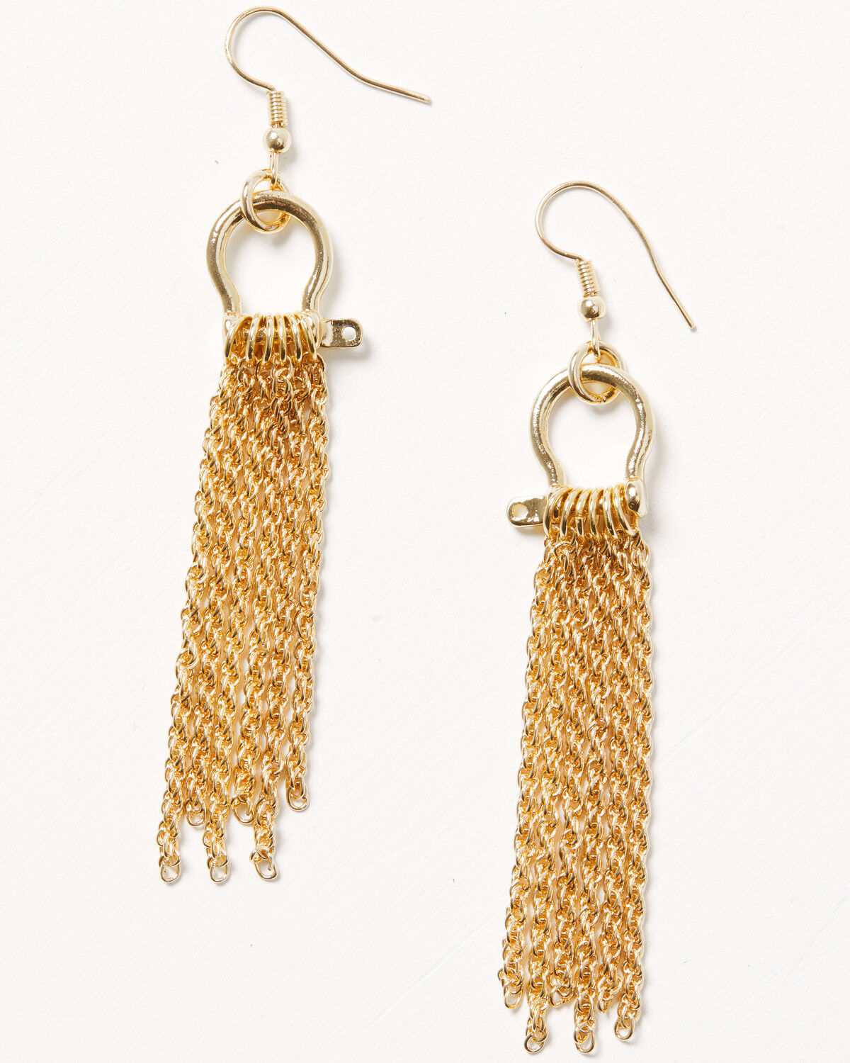 Shyanne Women's Western Muse Horse Bit Chain Fringe Earrings, Gold, hi-res