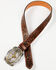 Image #2 - Cody James Men's Tan Veg Tooled Longhorn Buckle Belt, Tan, hi-res