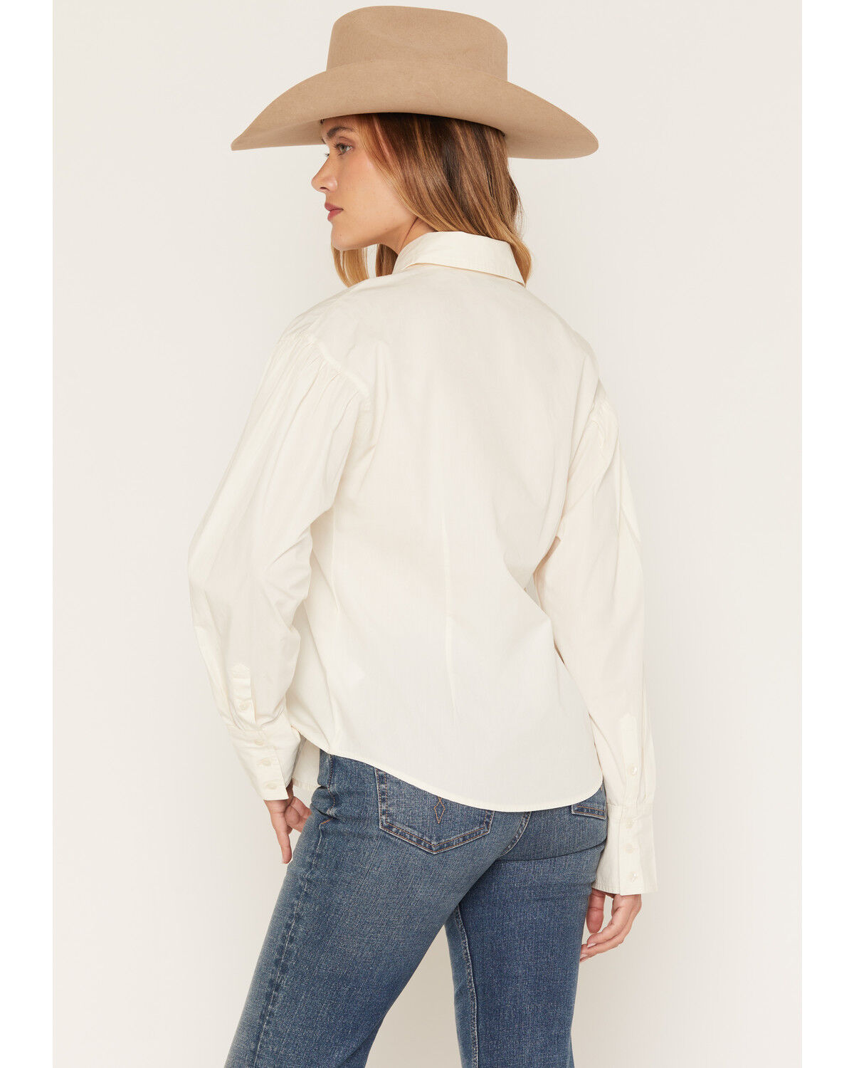 Image #4 - Shyanne Women's Clover Embroidered Cutout Balloon Sleeve Top, Natural, hi-res