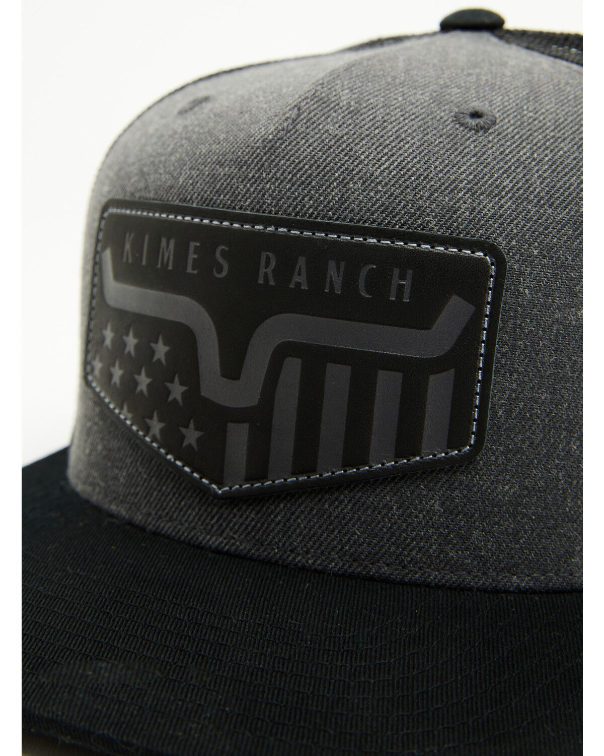 Image #2 - Kimes Ranch Men's Spangled Leather Patch Ball Cap, Black/grey, hi-res