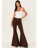 Image #1 - Shyanne Women's Paisley Print Super Flare Jeans, Chocolate, hi-res