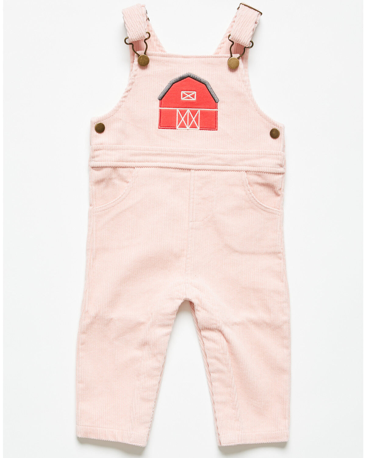 Image #1 - Angel Dear Infant Girls' Barn Corduroy Overalls, Pink, hi-res
