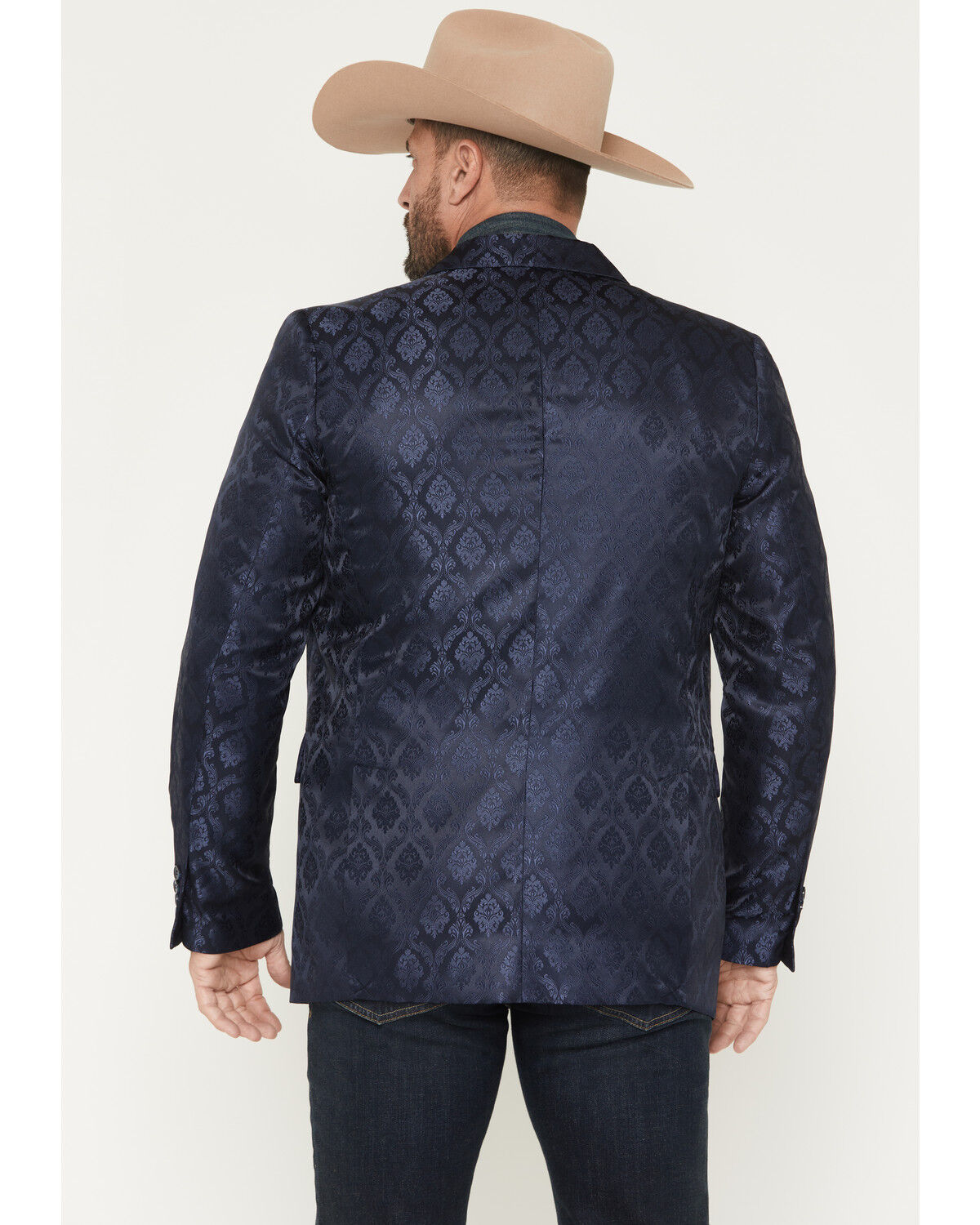 Image #4 - Rock & Roll Denim Men's Paisley Modern Fit Button-Down Sportcoat, Navy, hi-res