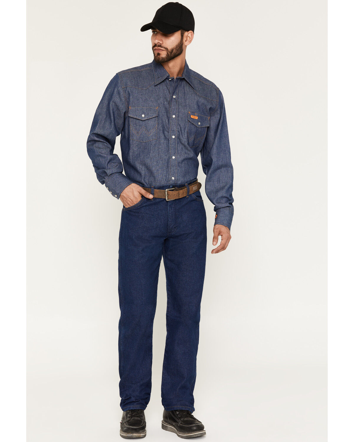 Wrangler Men's Flame Resistant Original Fit Jeans, Denim, hi-res