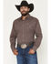 Image #1 - Ely Walker Men's Geo Print Long Sleeve Pearl Snap Western Shirt, Brown, hi-res