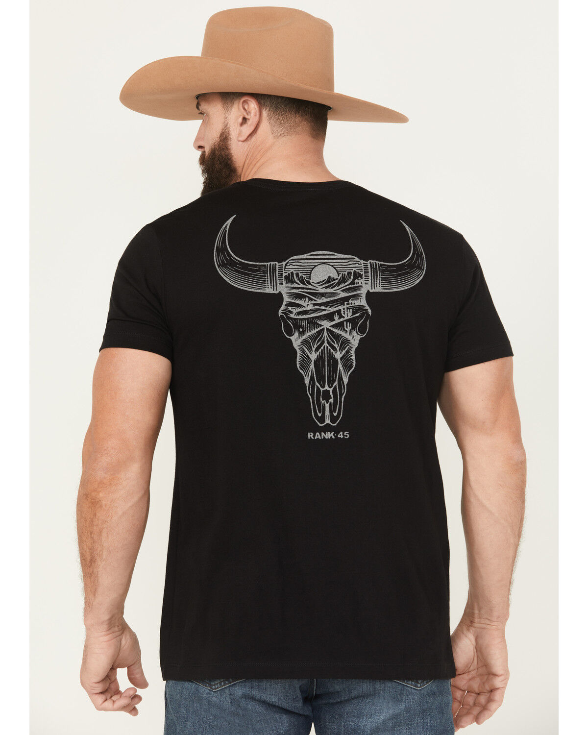 Image #1 - RANK 45&reg; Men's Bull Scape Short Sleeve Graphic T-Shirt, Black, hi-res