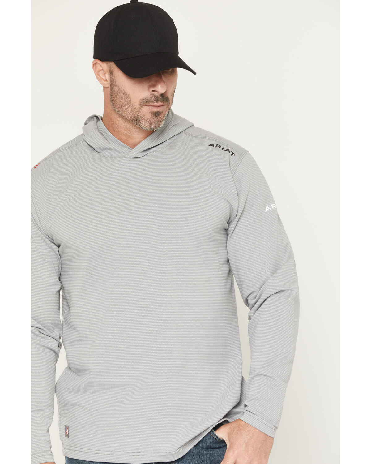 Image #2 - Ariat Men's FR Baselayer Hooded Long Sleeve Work Shirt, Heather Grey, hi-res