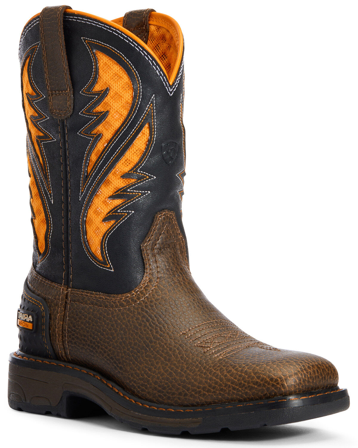 Ariat Boys' VentTEK Western Work Boots - Broad Square Toe, Brown, hi-res