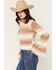 Image #2 - Shyanne Women's Webster Striped Turtleneck Bell Sleeve Sweater, Khaki, hi-res
