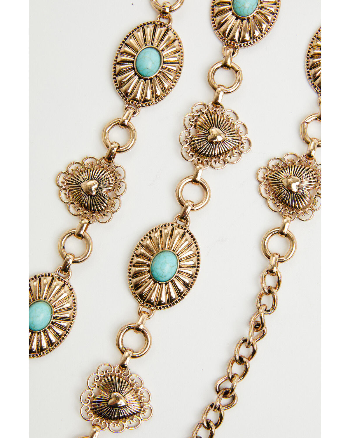Image #2 - Shyanne Girls' Sunburst Heart Concho Chain Belt, Gold, hi-res