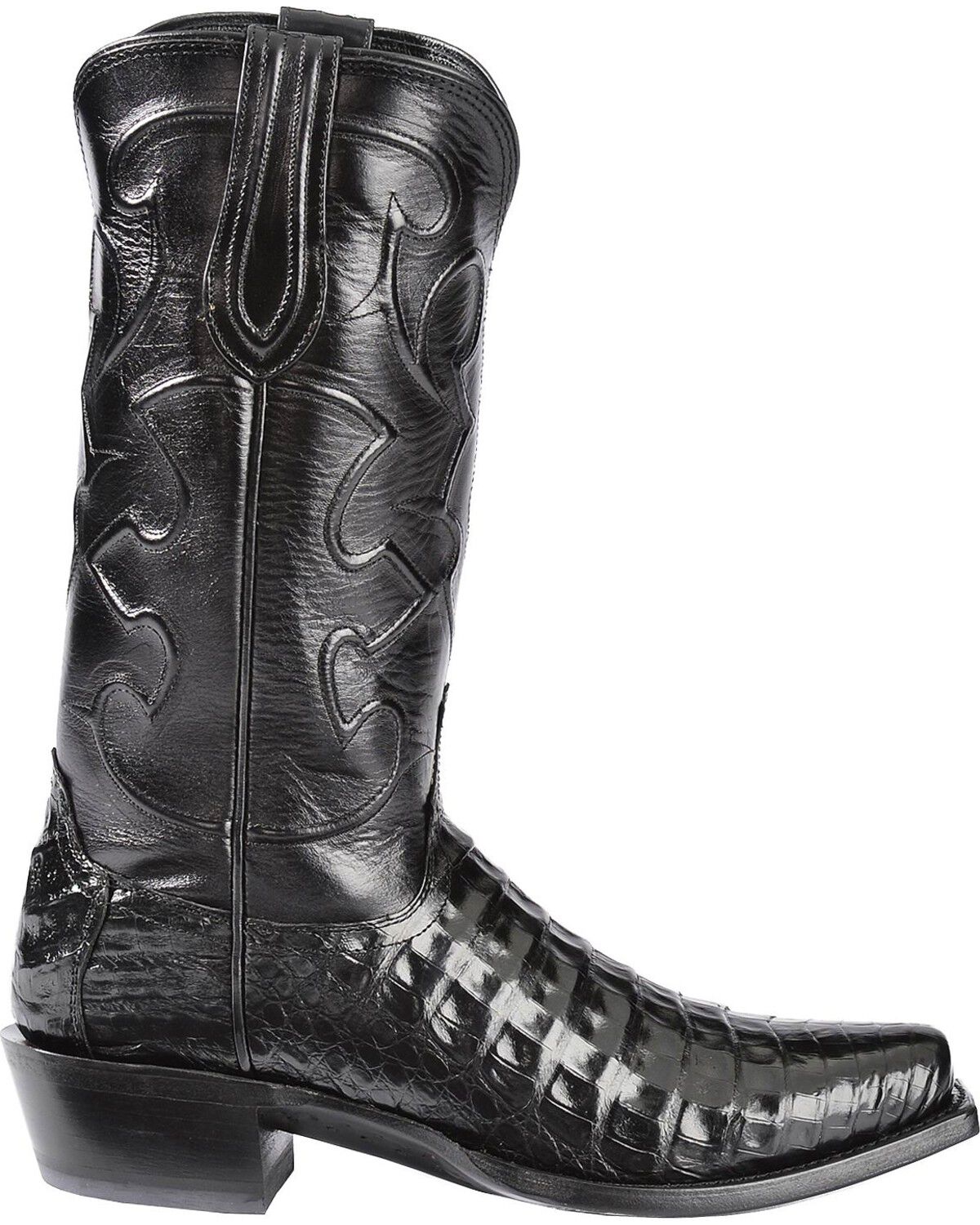 Image #3 - Lucchese 1883 Charles Croc Belly Western Boots - Square Toe, Black, hi-res