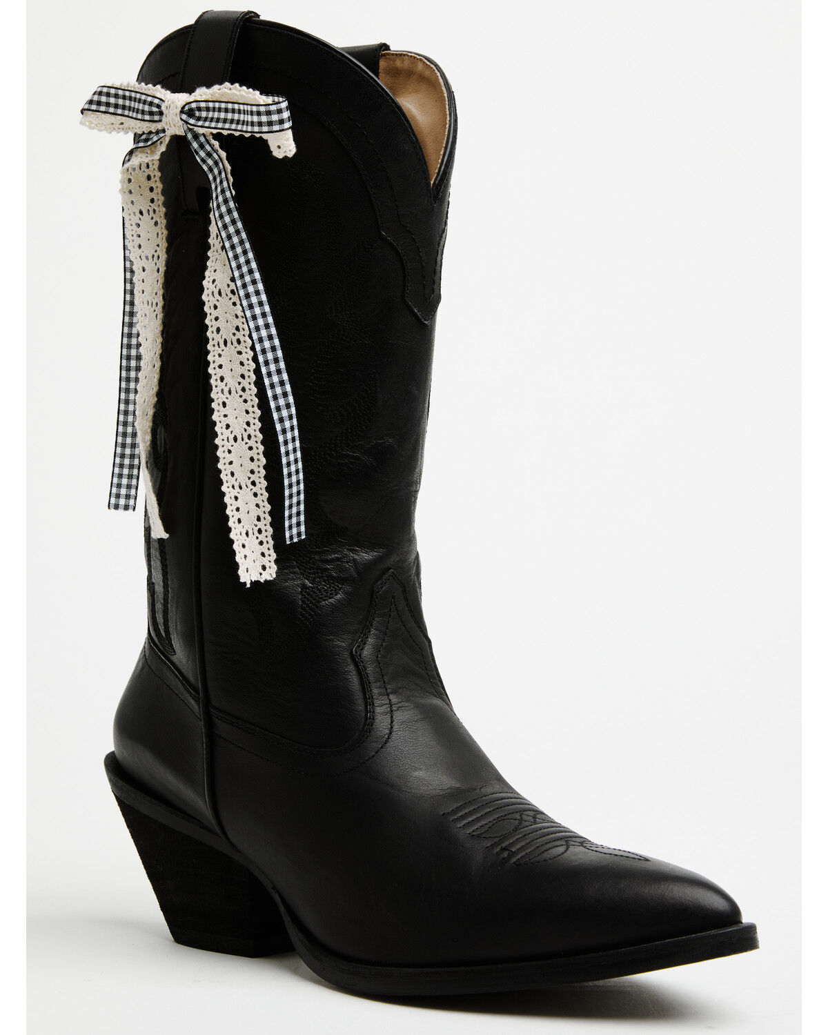 Image #1 - Shyanne Women's Gingham Lace Boot Bow, Black, hi-res