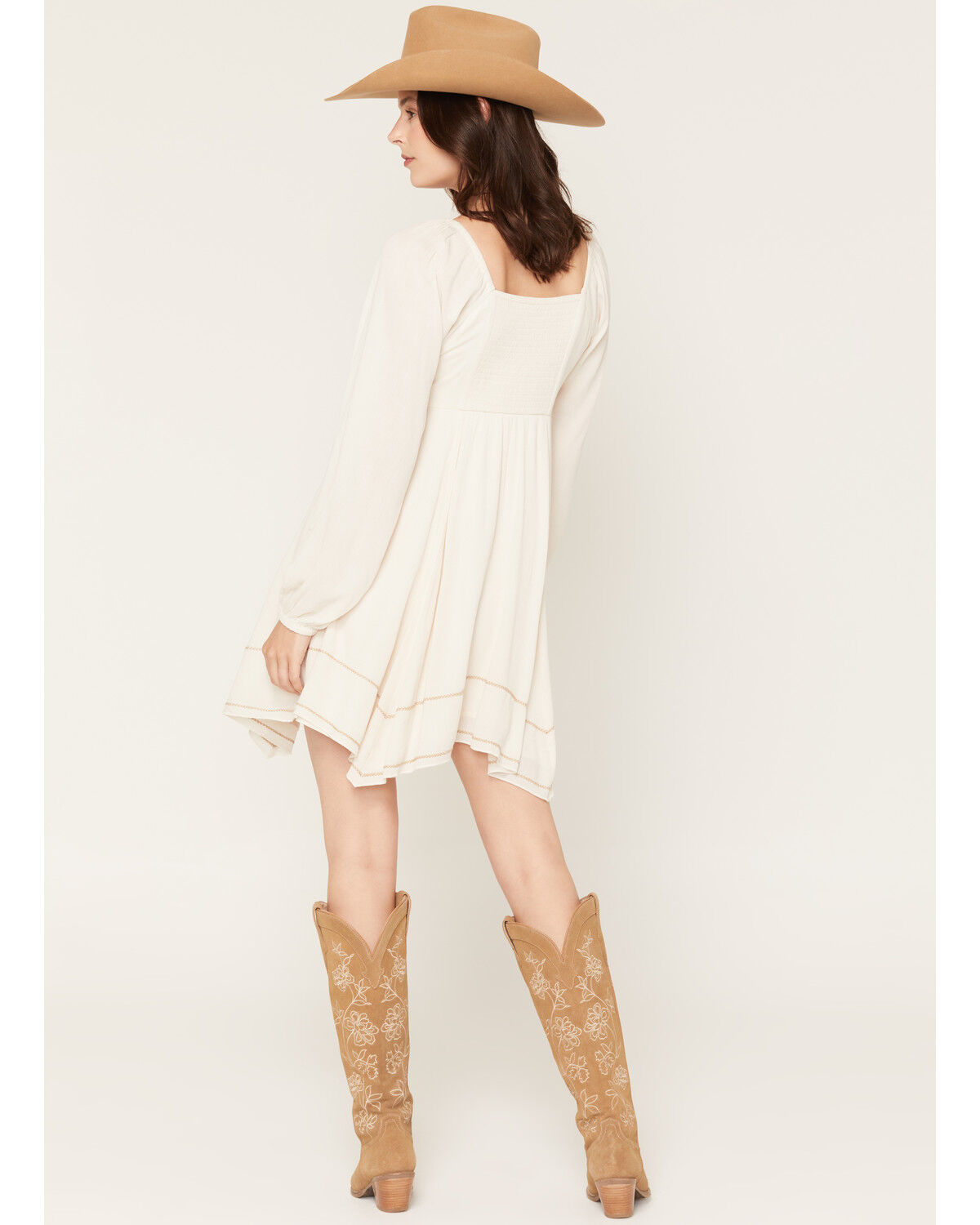Image #4 - Shyanne Women's Piper Embroidered Hanky Hem Mini Dress, Natural, hi-res