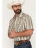 Image #2 - Ely Walker Men's Striped Short Sleeve Pearl Snap Western Shirt, Cream, hi-res