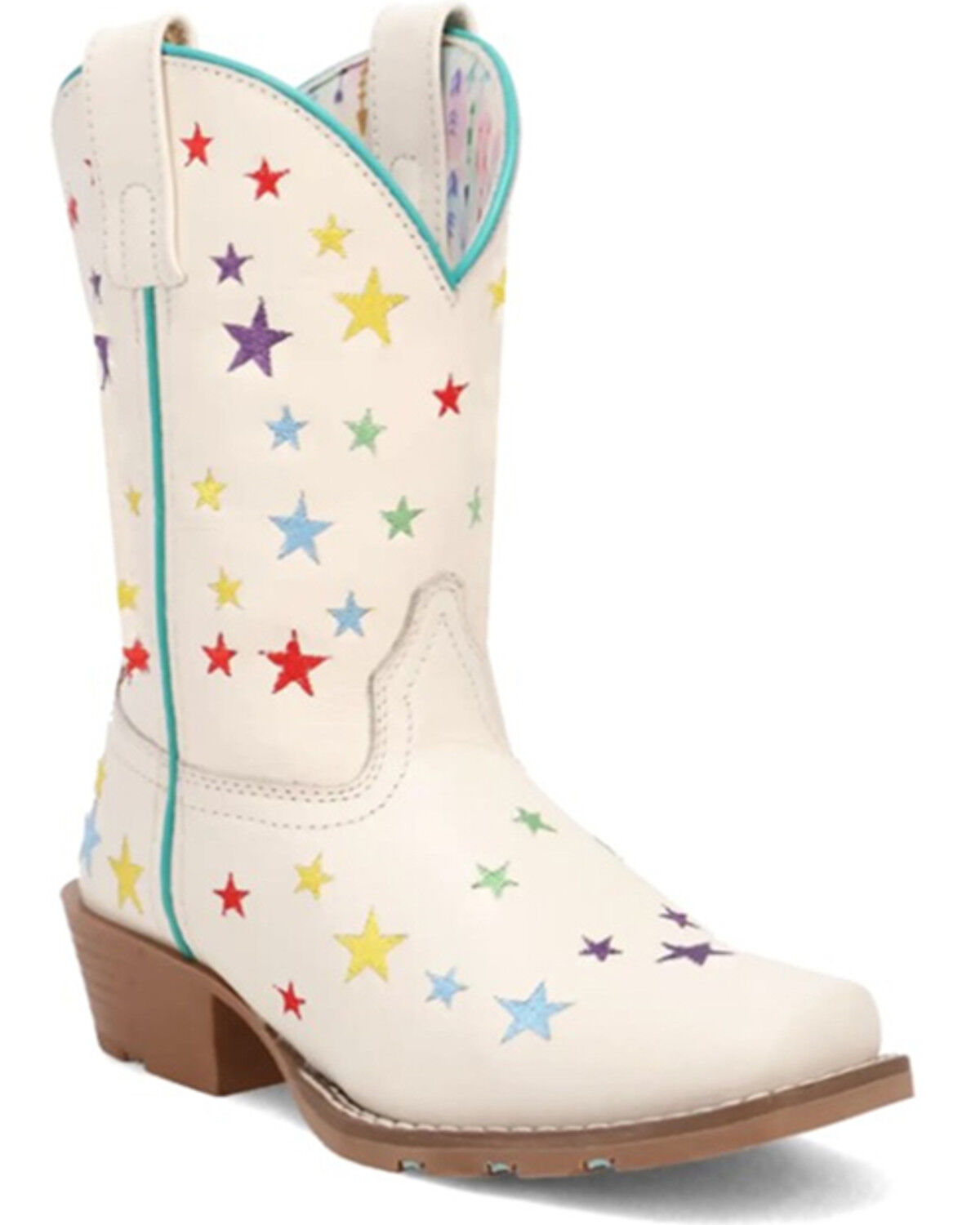 Image #1 - Dan Post Little Girls' Starlett Western Boots - Square Toe, White, hi-res