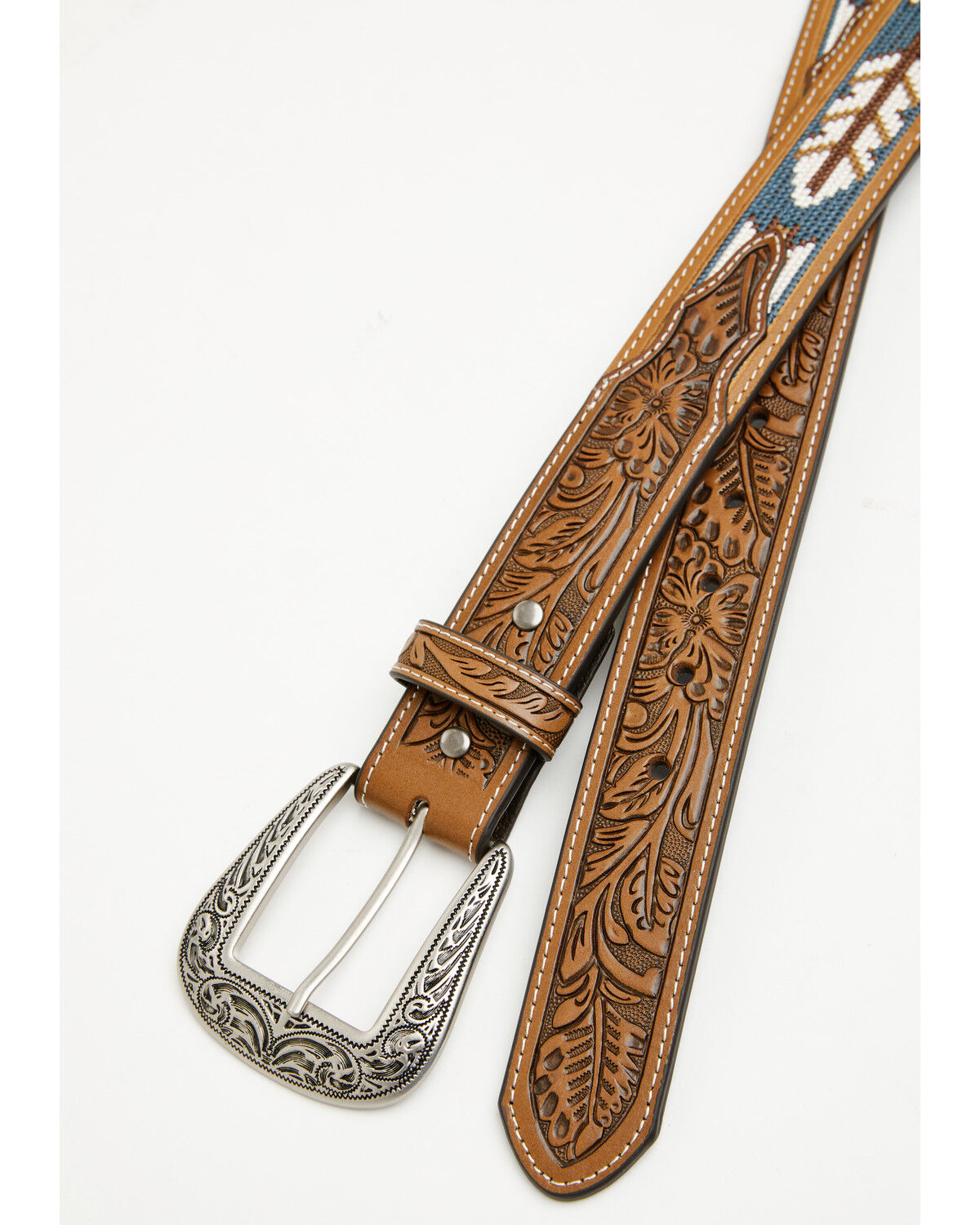 Image #2 - Cody James Men's Zane Southwestern Embroidered Inlay Belt, Brown, hi-res