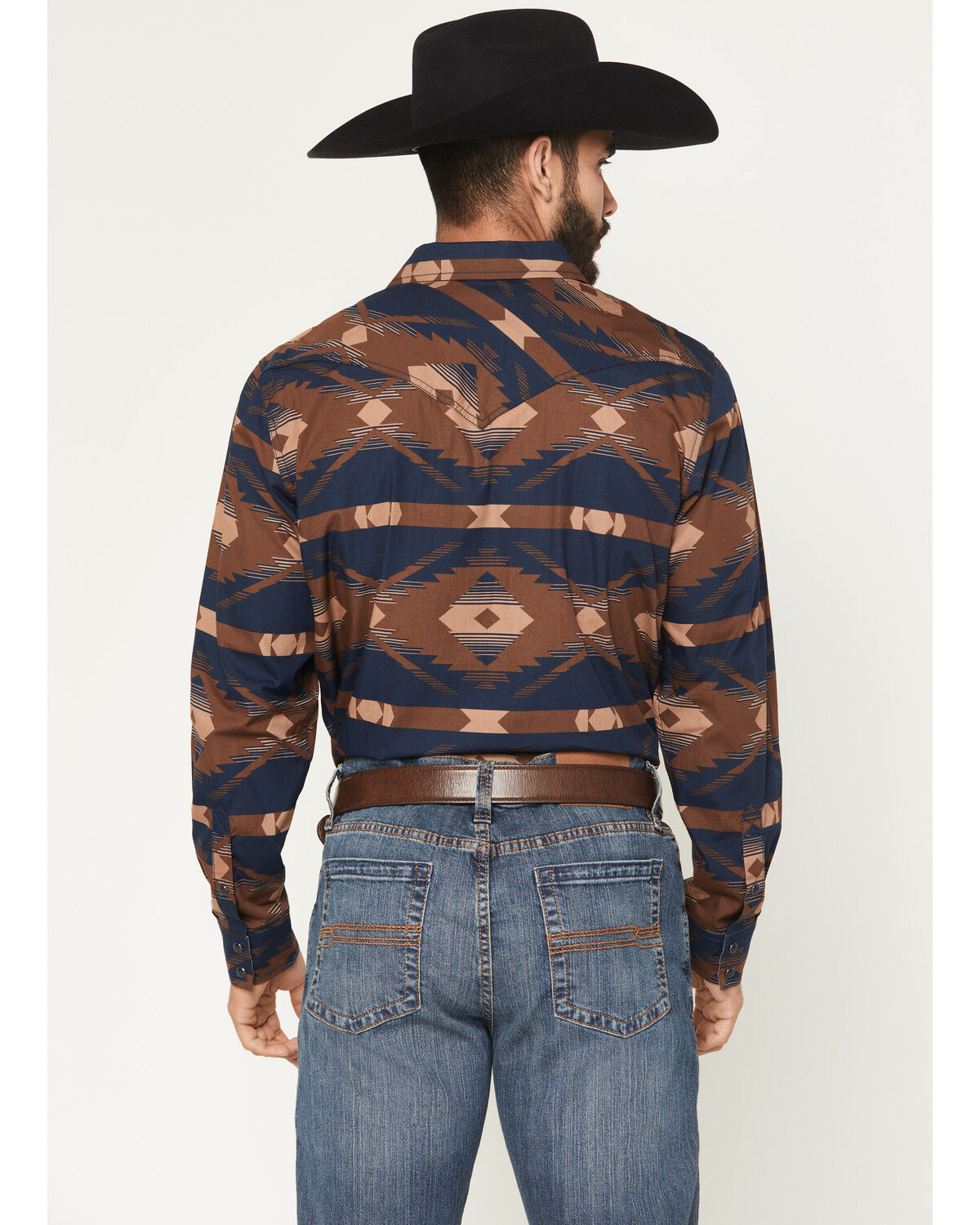 Image #4 - Cody James Men's Red River Range Southwestern Print Long Sleeve Snap Western Shirt, Burgundy, hi-res