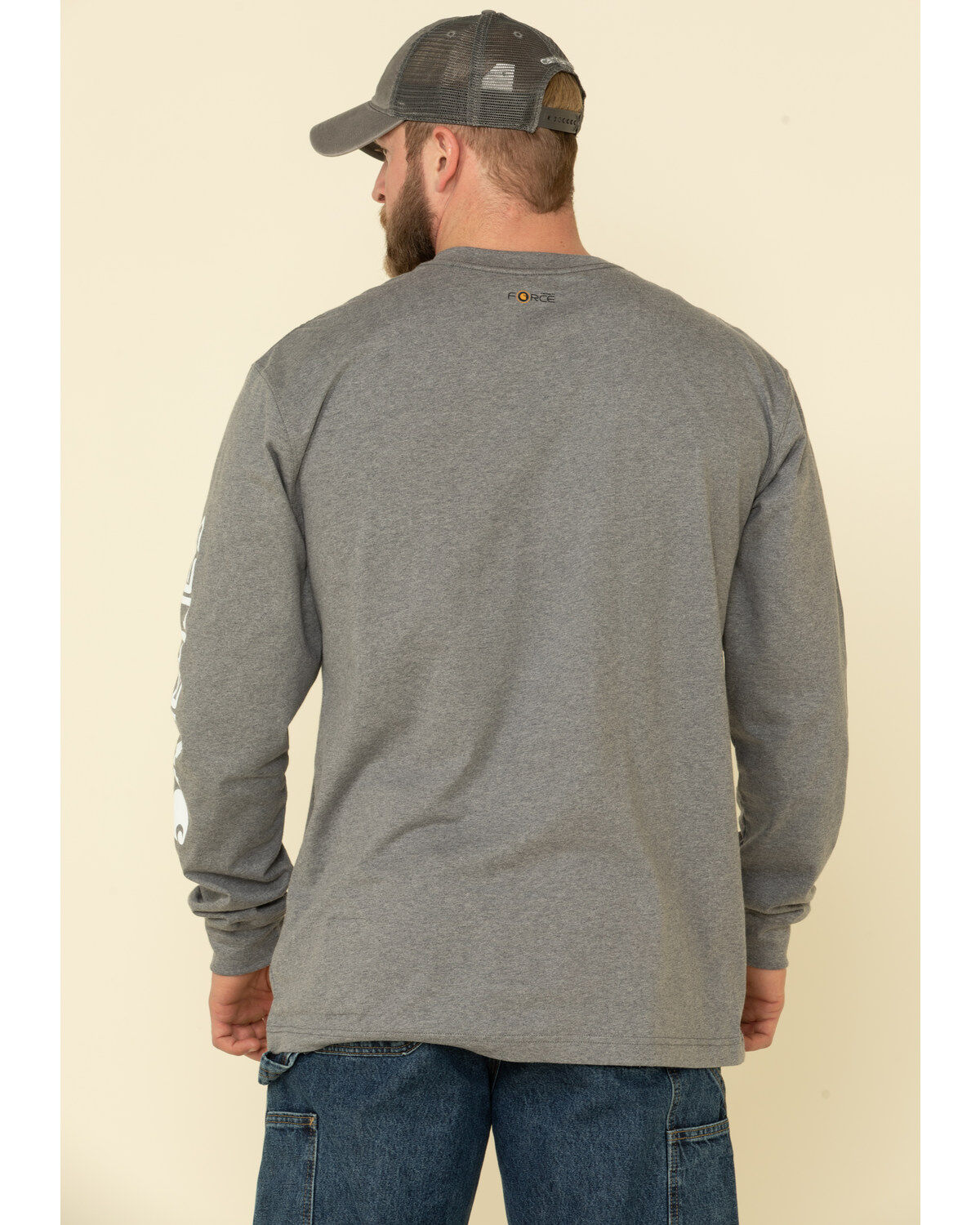 Image #2 - Carhartt Men's FR Midweight Signature Logo Long Sleeve Work Shirt, Grey, hi-res